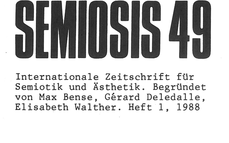 Cover der Zeitschrift »Semiosis«: schwarze Schrift auf weißem Grund