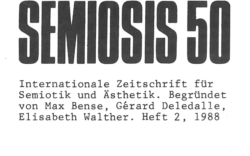 Cover der Zeitschrift »Semiosis«: schwarze Schrift auf weißem Grund