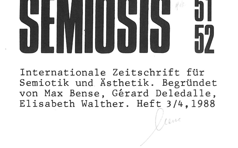 Cover der Zeitschrift »Semiosis«: schwarze Schrift auf weißem Grund