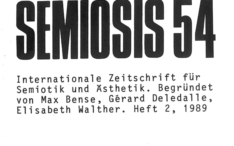 Cover der Zeitschrift »Semiosis«: schwarze Schrift auf weißem Grund