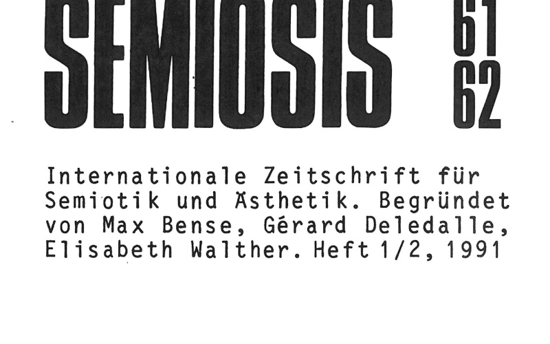 Cover der Zeitschrift »Semiosis«: schwarze Schrift auf weißem Grund