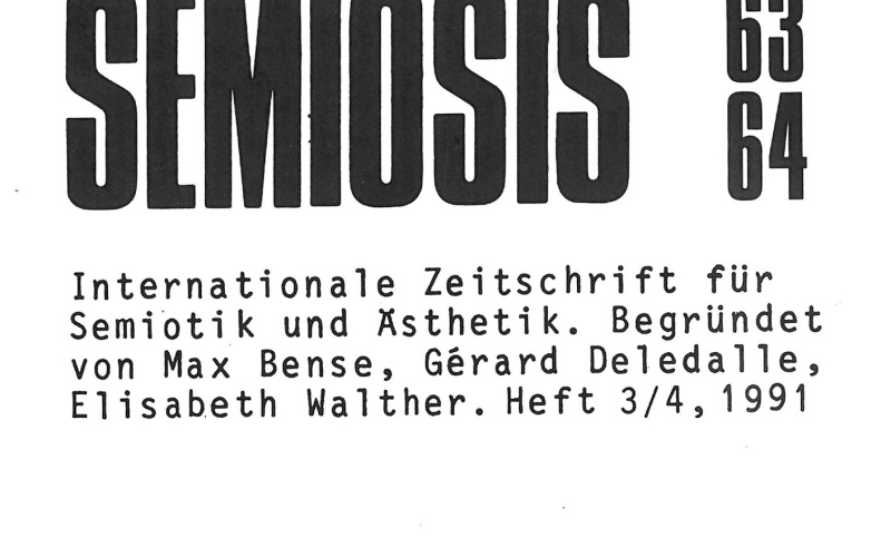 Cover der Zeitschrift »Semiosis«: schwarze Schrift auf weißem Grund