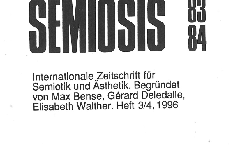 Cover der Zeitschrift »Semiosis«: schwarze Schrift auf weißem Grund