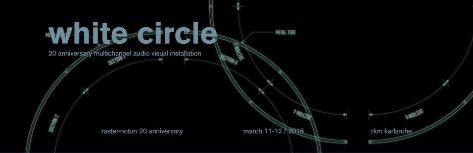 Blaue Schrift auf schwarzem Grund: white circle