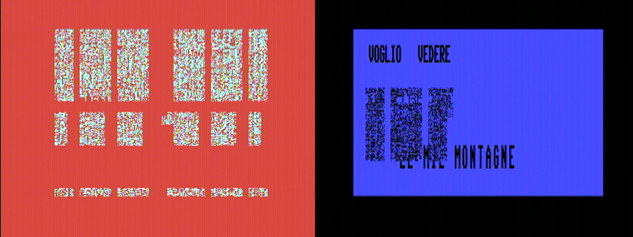 A red and blue screen