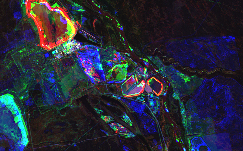 Satellite image in blue, green and red colors