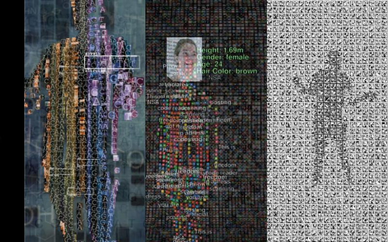 Digitale Darstellung einer Person auf einem grossen Bildschirm
