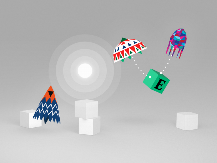 Drei Spielfiguren aus dem Spiel "Drei"