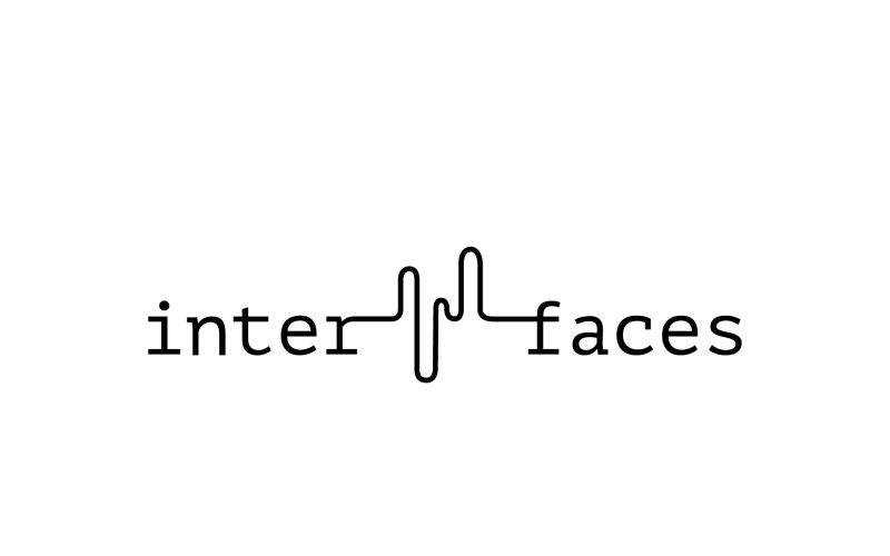 Schwarzer Schriftzug von »interfaces« auf weißem Grund