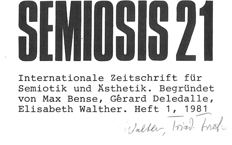 Cover der Zeitschrift »Semiosis«: schwarze Schrift auf weißem Grund