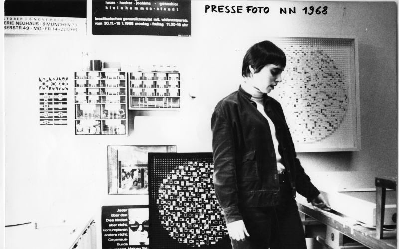 Inge Claus-Jansen with her artworks