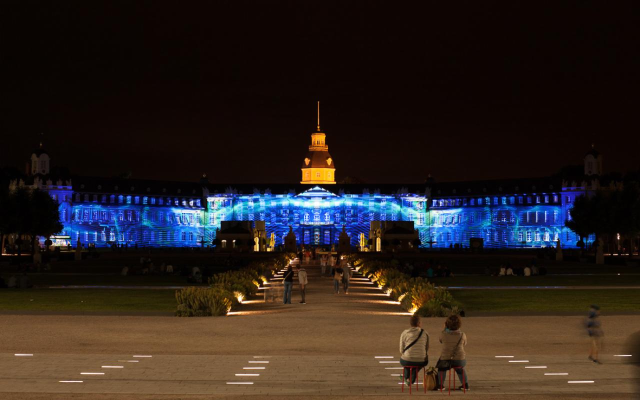The Karlsruhe palace in blue