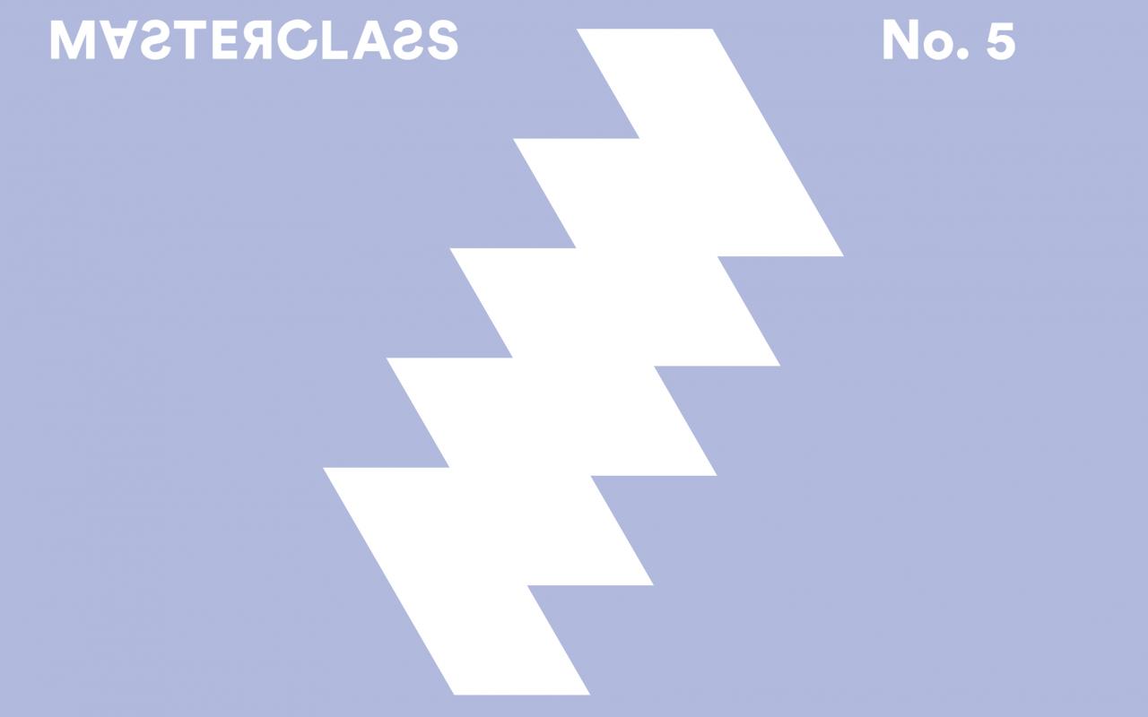 Blue background with a flash-shaped logo in white, above it the lettering "Masterclass