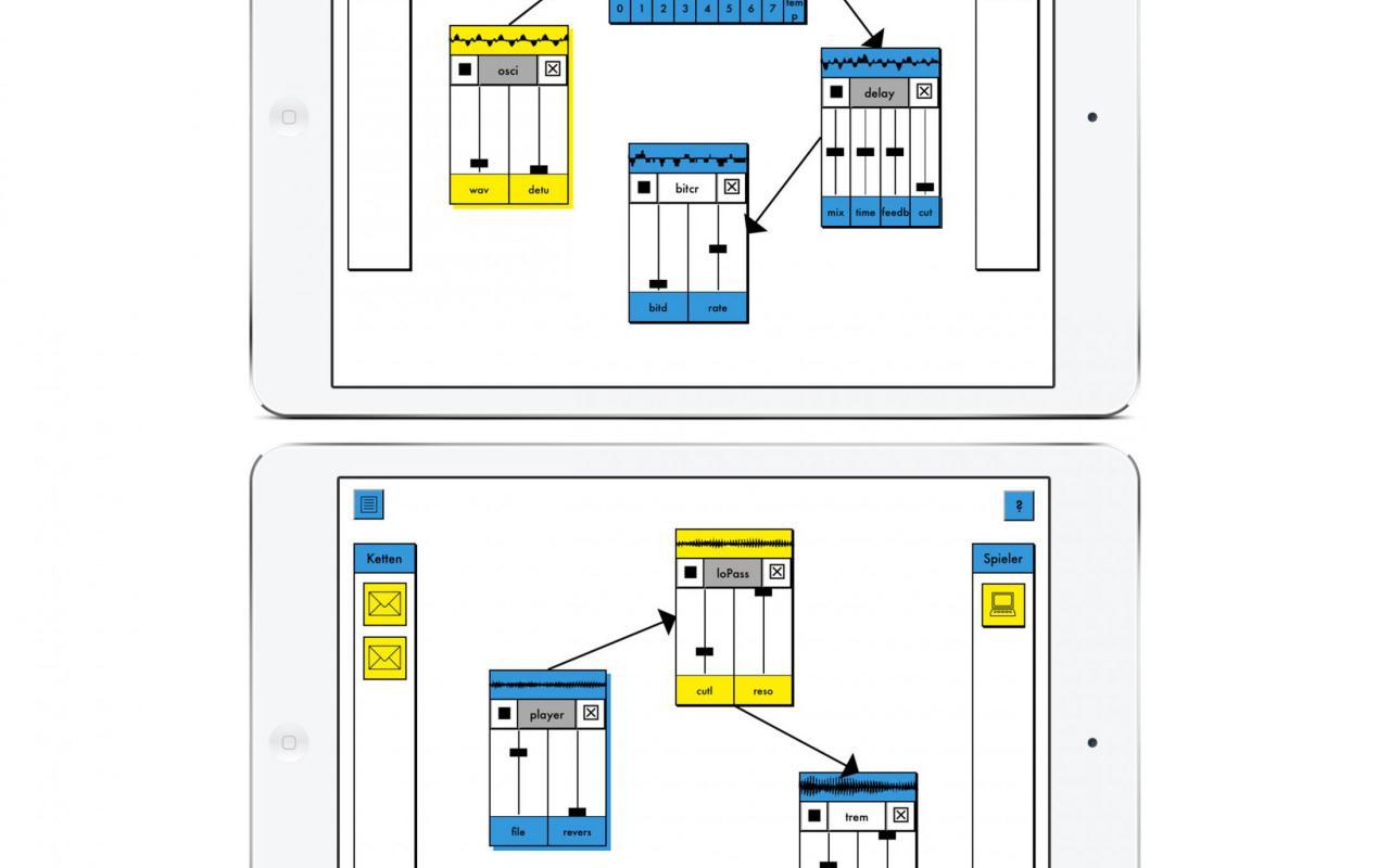 Grafische Darstellung von Tonreglern auf zwei mobilen Endgeräten
