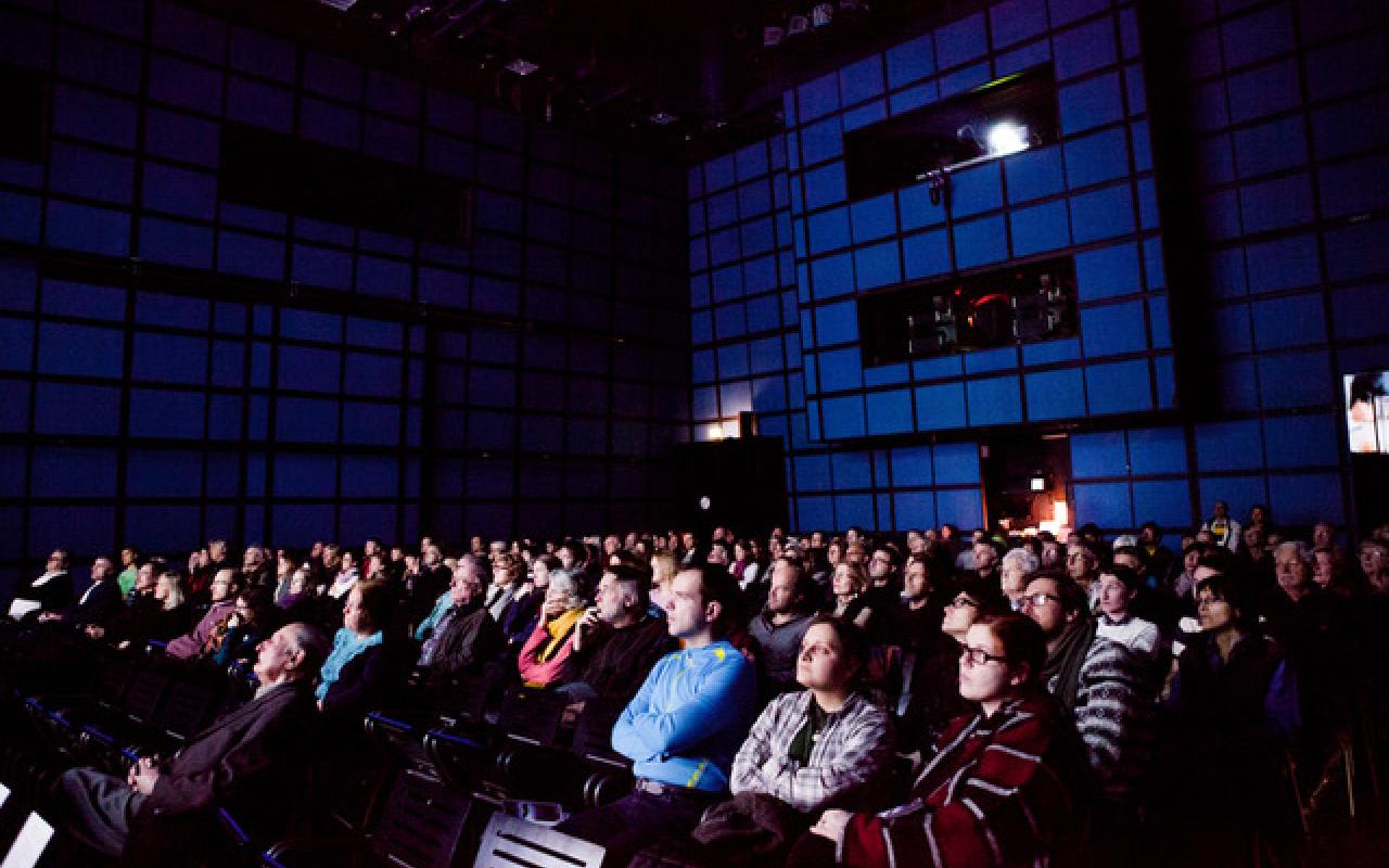 Audience of the ARTE Film Night at the media theater of the ZKM