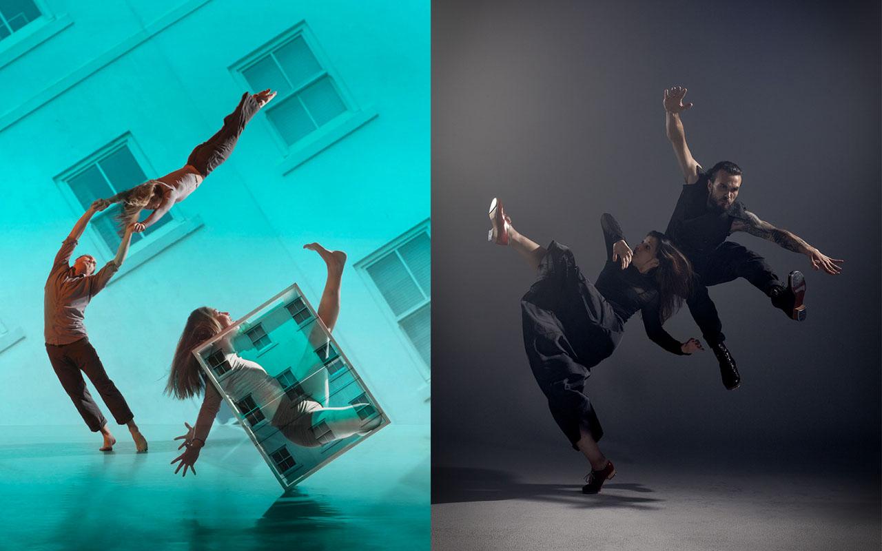 Zu sehen sind Bilder der Tanzperformances »Bats« und »Nobody«