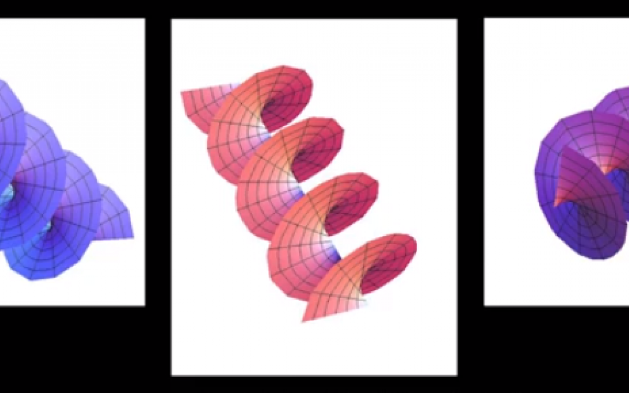 Drei Abbildungen zu Fabrizio Tamburinis neuem Modell des Lichtes, Licht als Vortex (Wirbel)