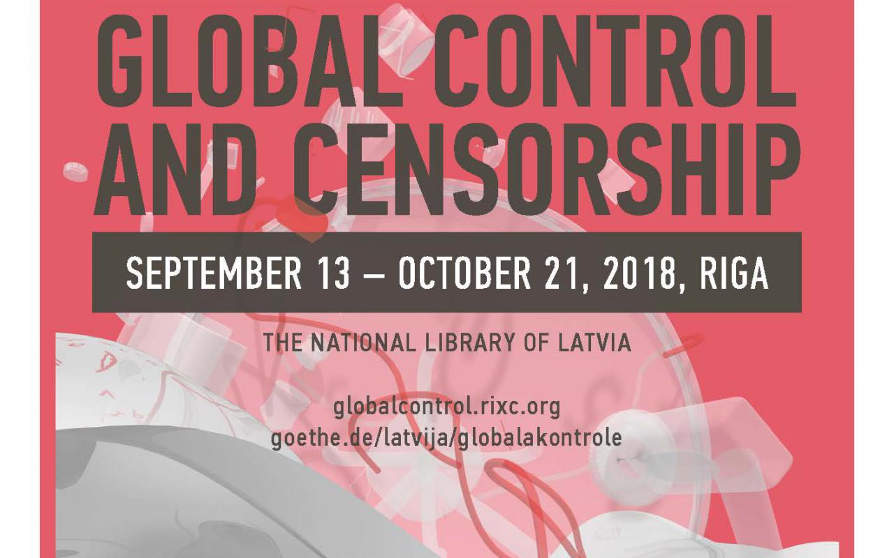 Ausstellungsplakat »Global Control and Censorship« in Riga 