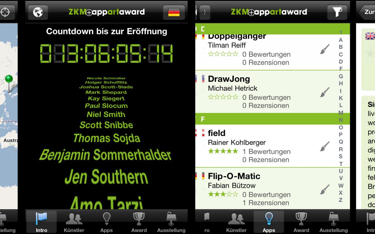 Screenshots der App »AppArtAward 2011»