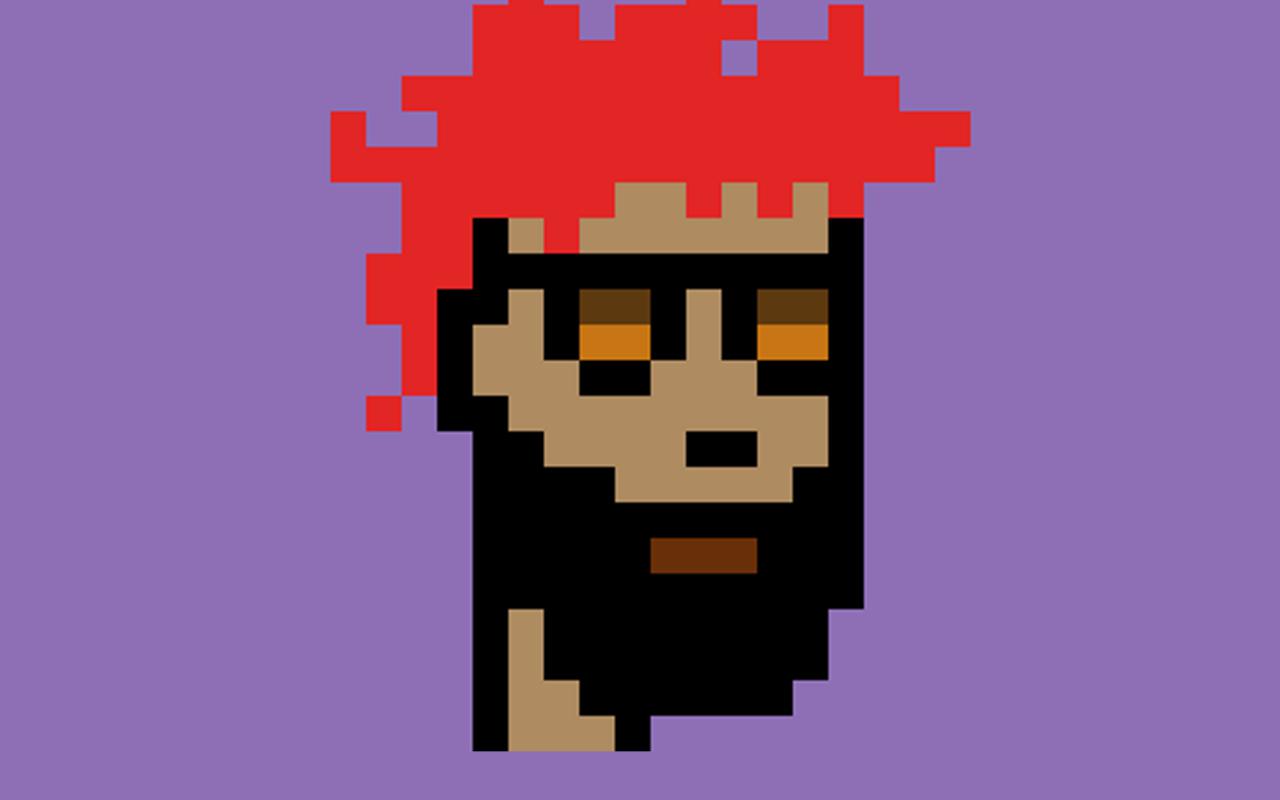 A pixelated graphic of a man with red hair and full beard