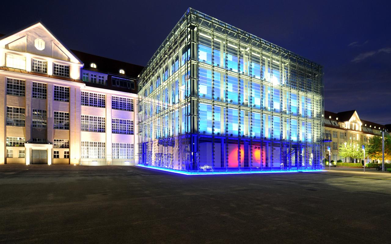 The ZKM_Cube at night