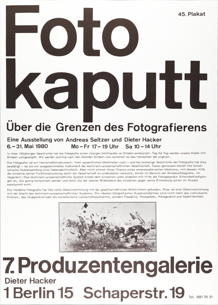Poster mit Text: Foto kaputt. Über die Grenzen des Fotografierens