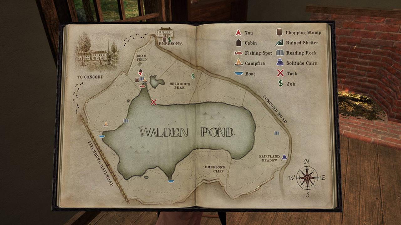 Landkarte im Videogame »Walden, a Game«