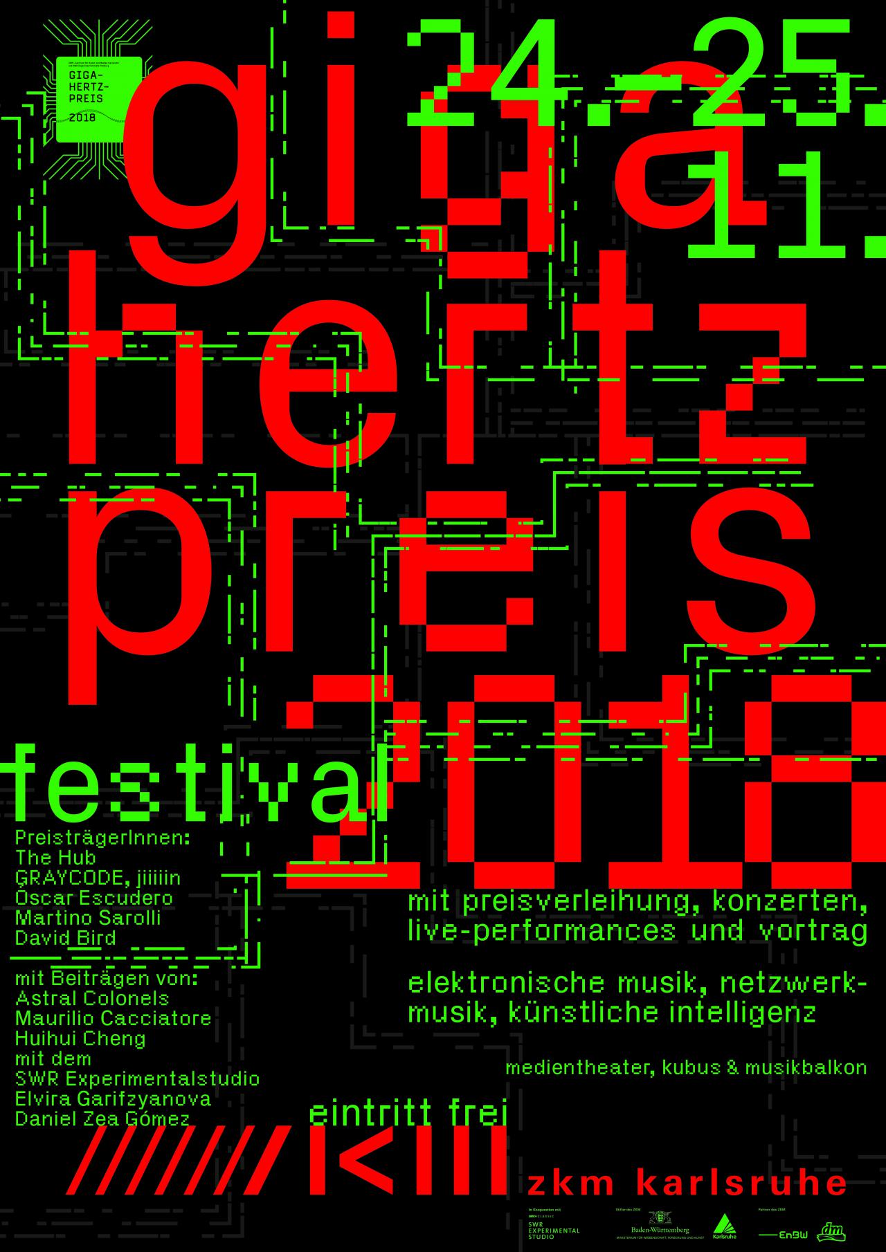 Plakat des Giga-Hertz-Preis 2018 am ZKM | Karlsruhe