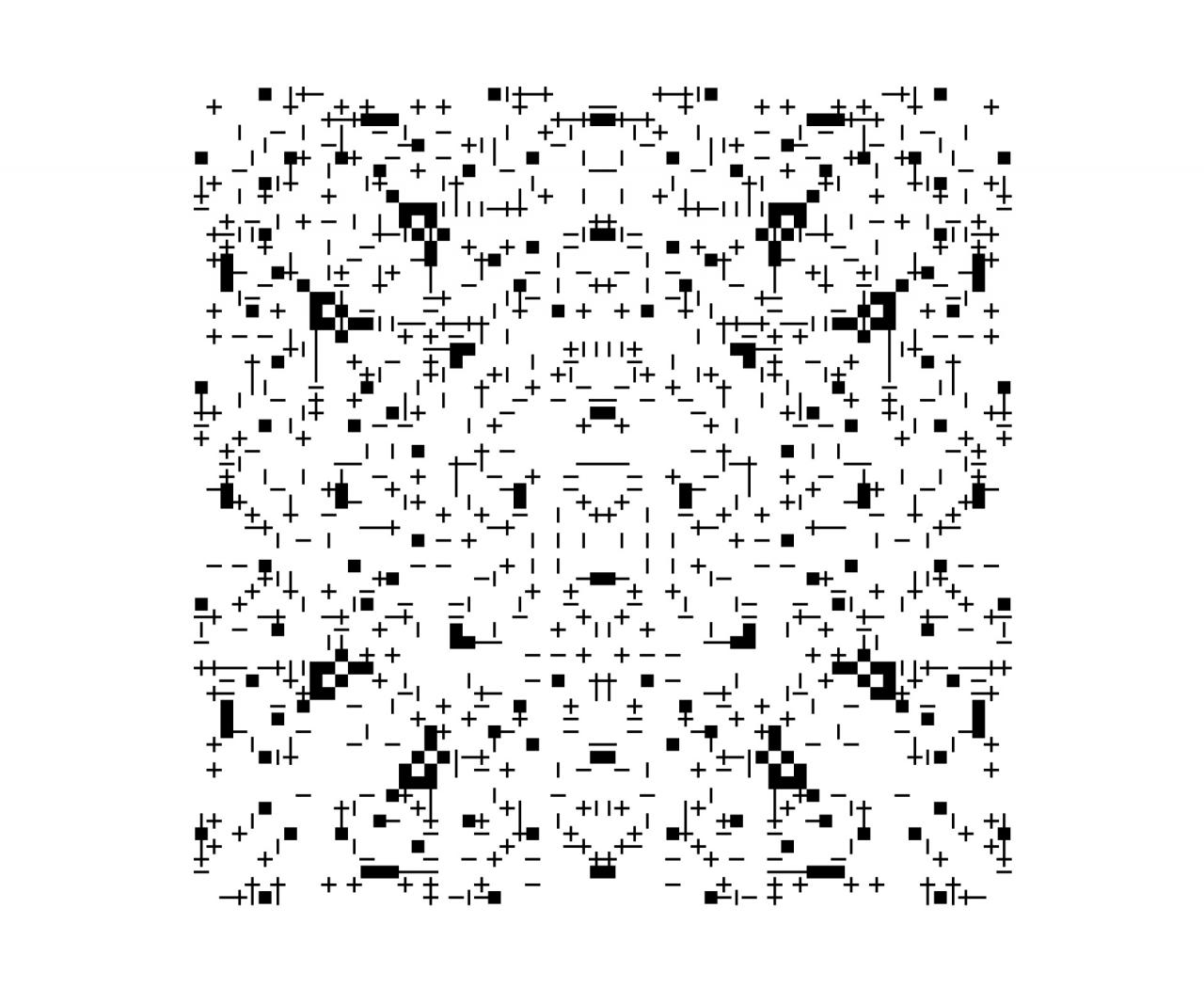 Schwarze Pixel vor weißem Hintergrund bilden ein Muster