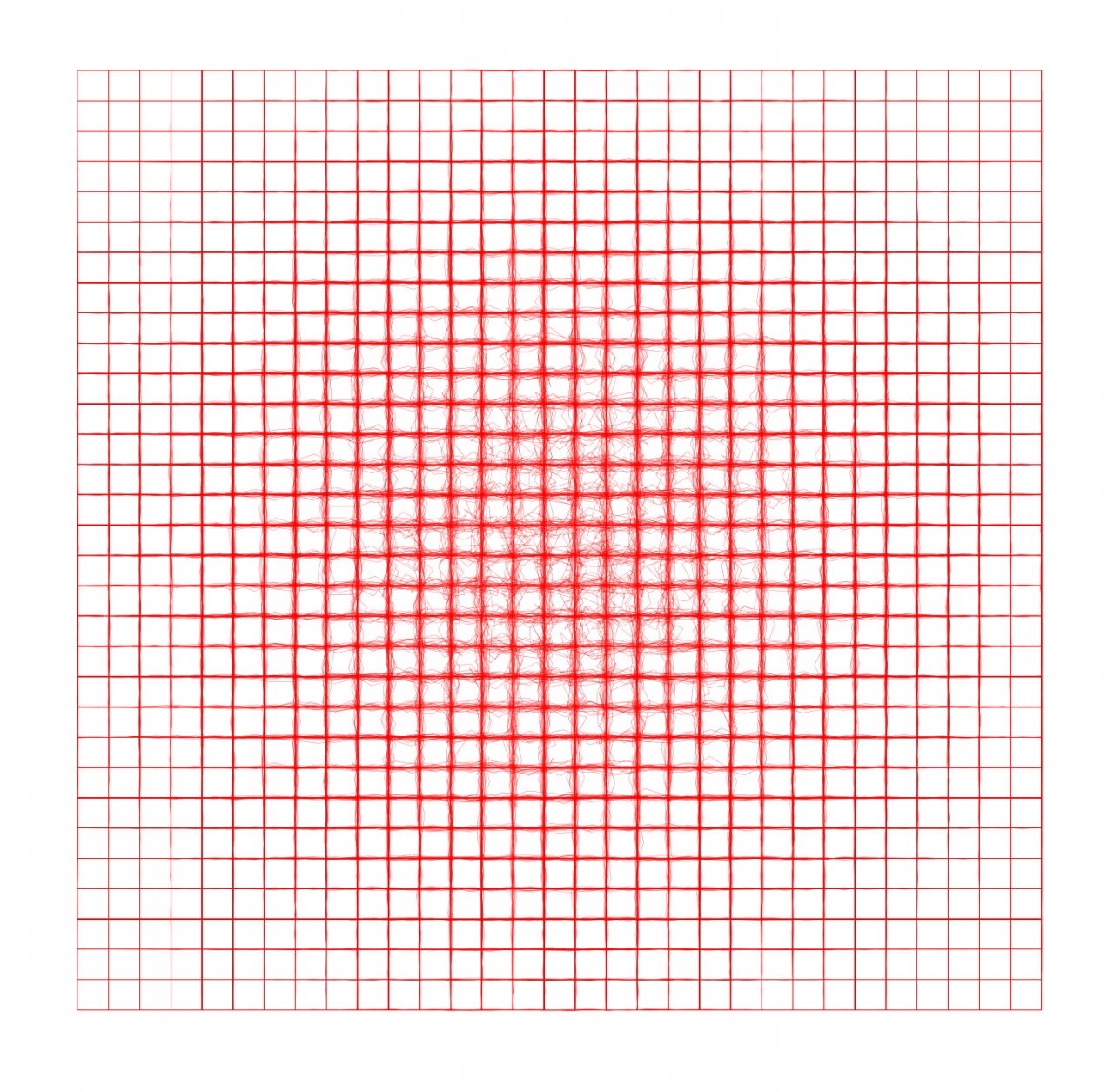 2D-Quadrat roter Gitterlinien