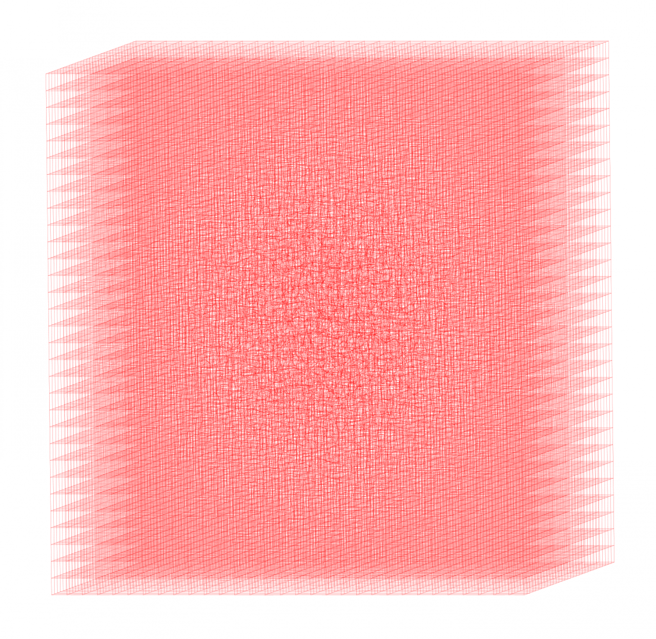 Three-dimensional body of red grid lines