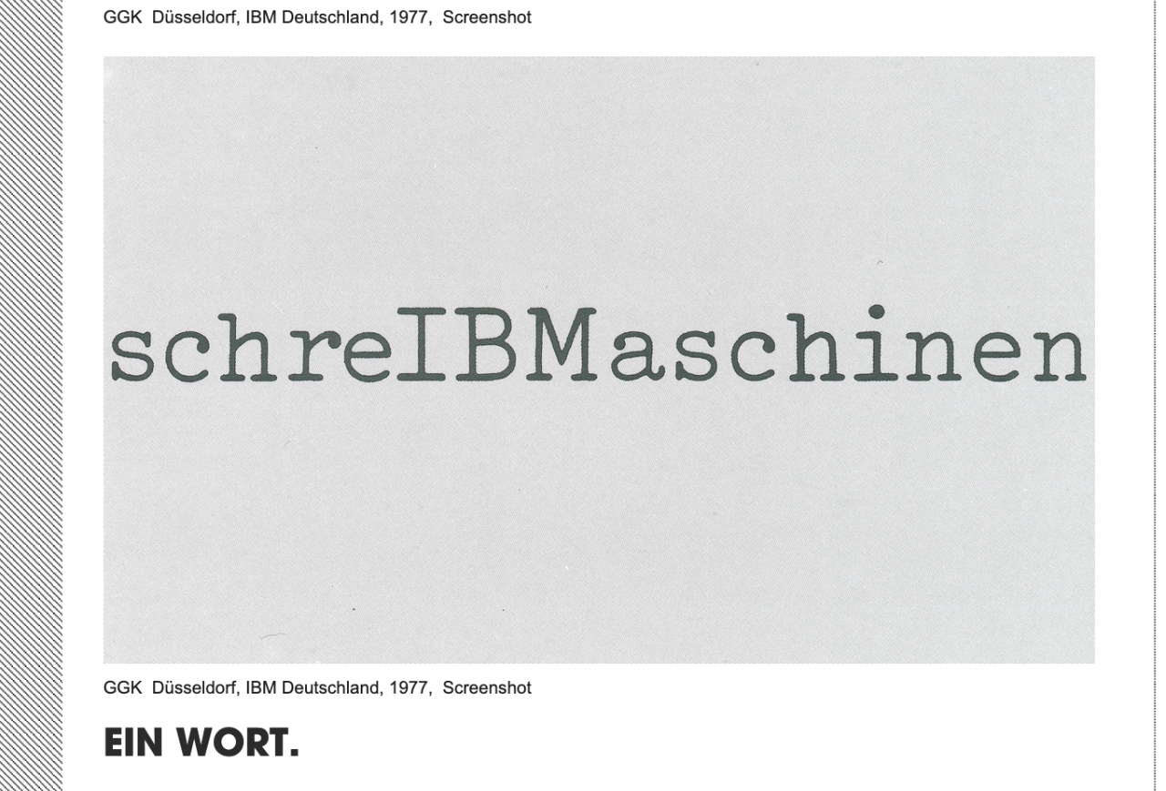 Michael Schirner, »schreIBMaschinen«, IBM 96 C Selectric, 1977