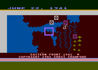  Screenshot des Spiels »Eastern Front (1941)« von Chris Crawford,1981.