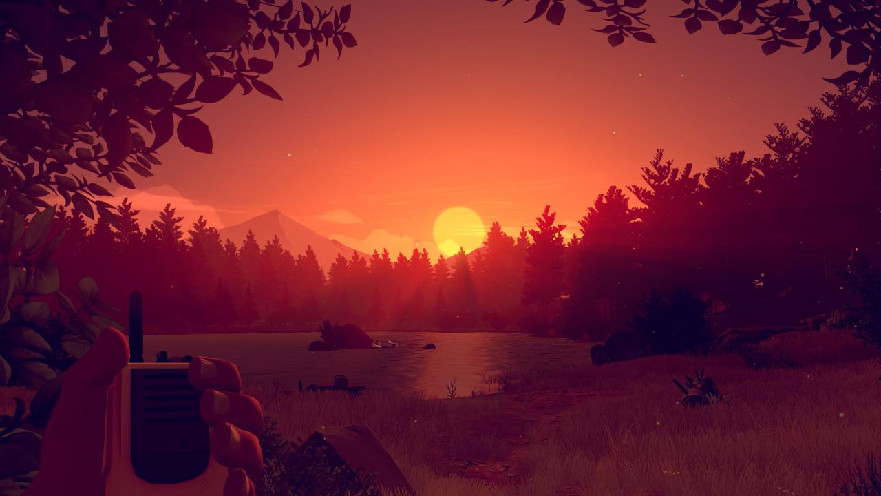 Screenshot: walkietalkie and sunset at the lake