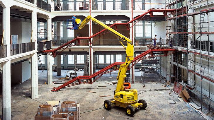 lifting cart at construction site in atrium