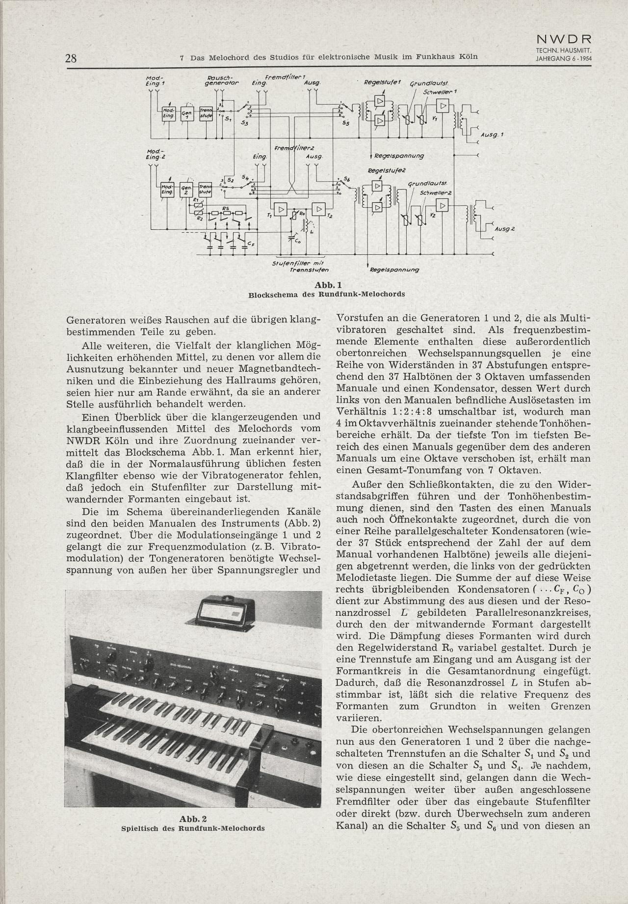 Harald Bode: »Das Melochord des Studios für elektronische Musik im Funkhaus Köln« (1954)