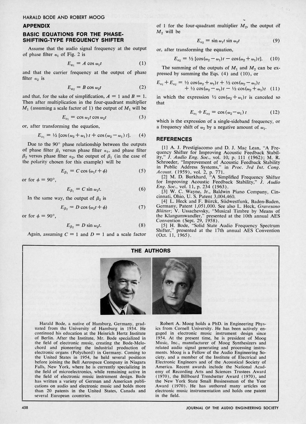 Harald Bode and Robert Moog: »A High-Accuracy Frequency Shifter for Professinal audio Applications« (1972)