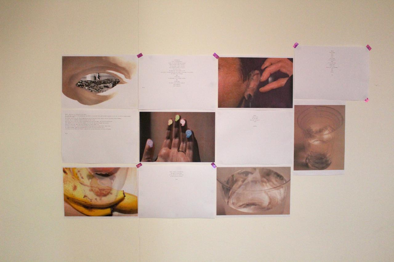 Various photographs can be seen on the wall as part of the »Art im Puls« event.