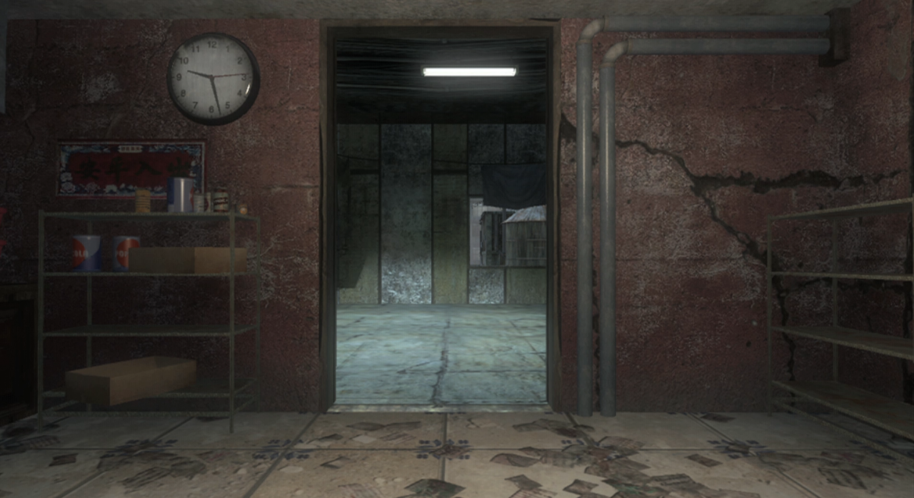 Computergenerierter Innenraum mit Blick nach Draußen aus dem Fenster im Videospiel »Back Ops«