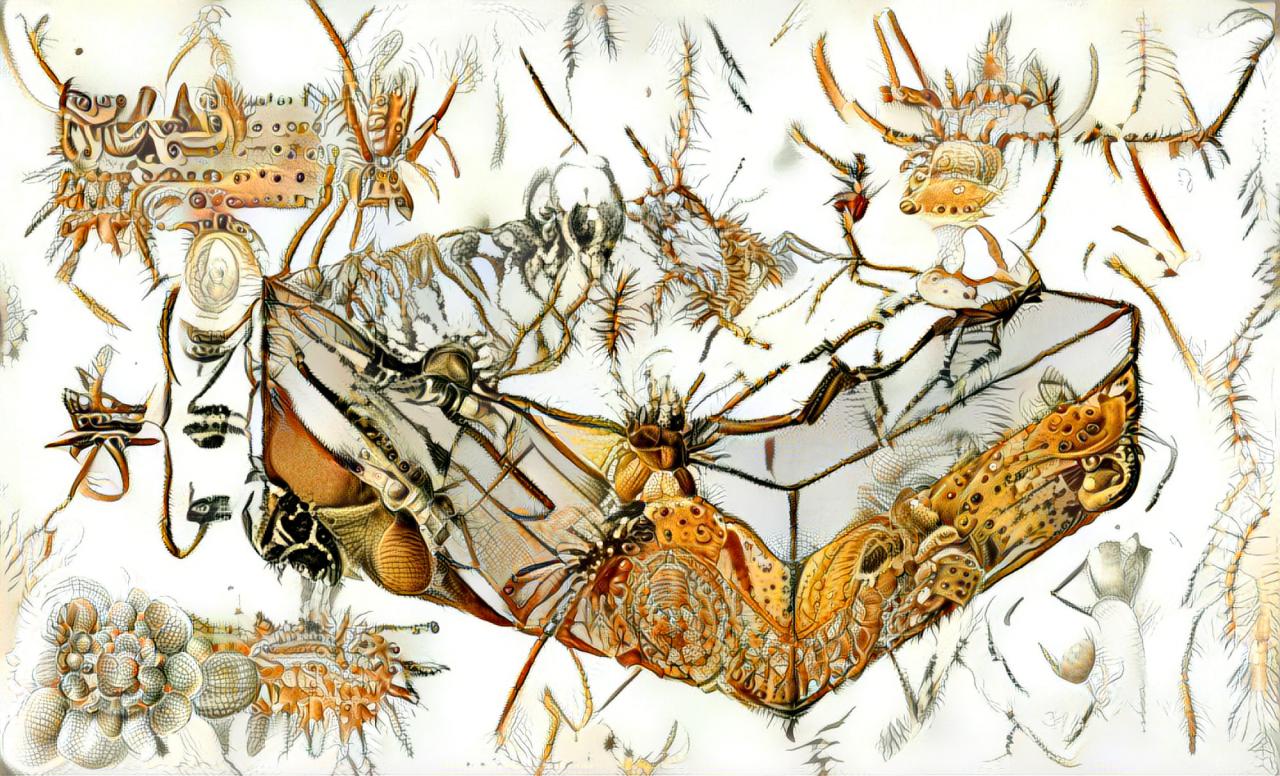 Das Foto zeigt eine Zeichnung auf der ein Querschnitt des Bodens und der verschiedenen Sedimente abgebildet ist. Die Bodenschichten verbergen nach genaueren hingucken verschiedene Insekten, wie Spinnen oder Käfer..  