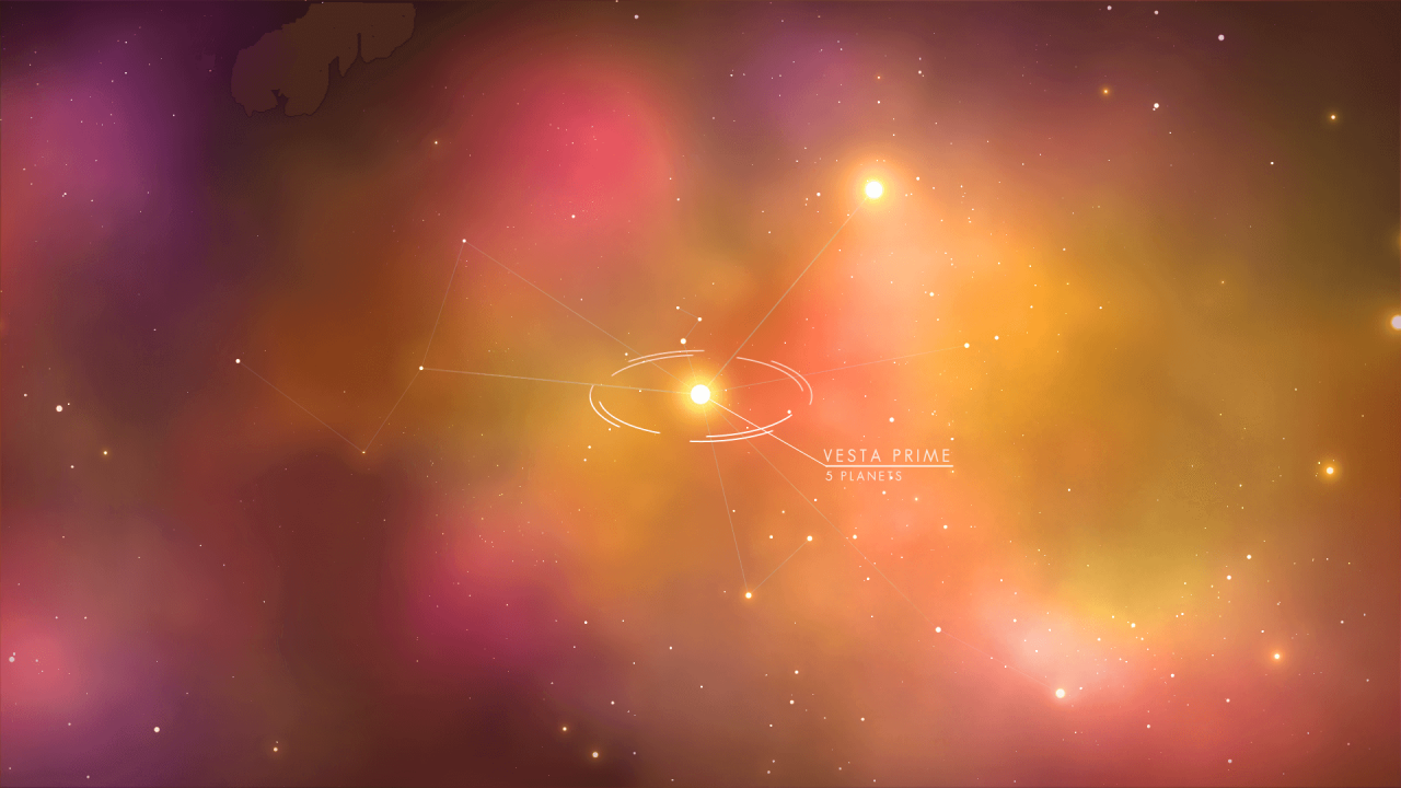 Darstellung eines Sternenbildes mit der Beschriftung »Vesta Prime«