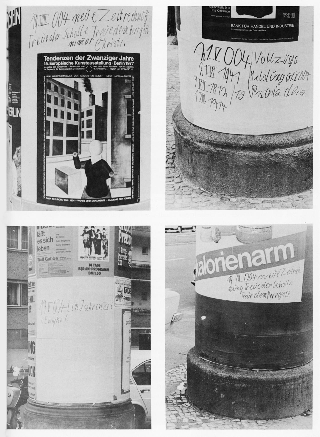 Advertising columns with different graffiti