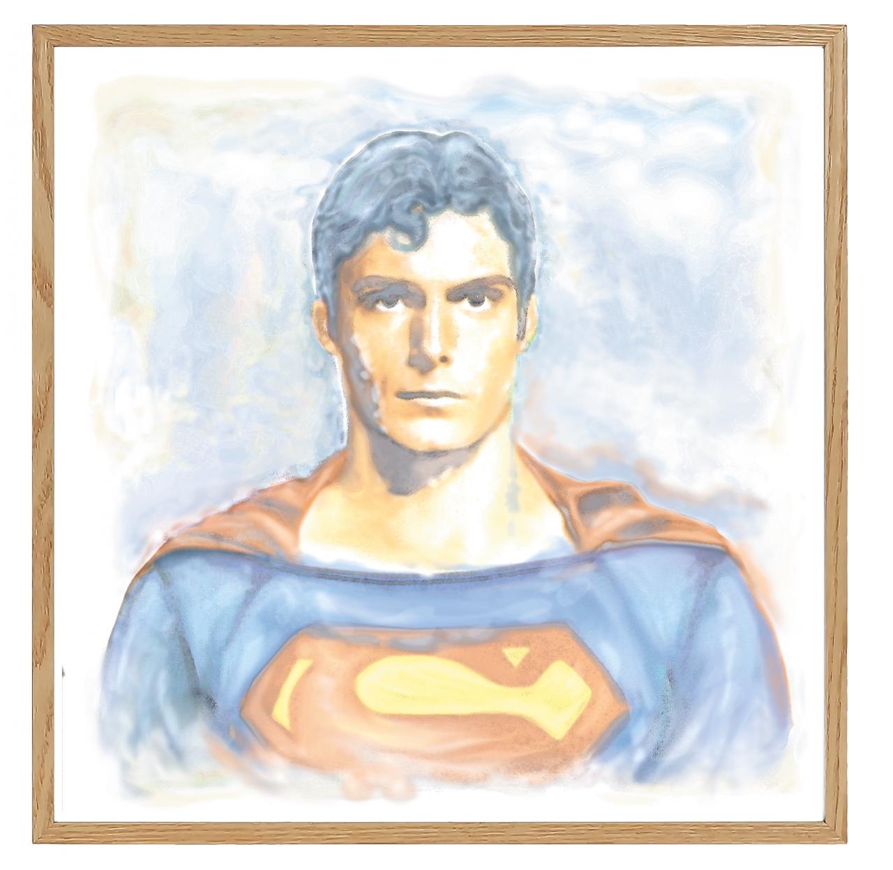 aquarell coloured portrait of superman