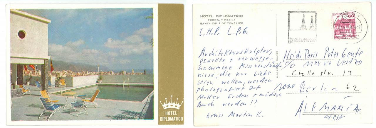 Postcard by Martin Kippenberger to Merve Publisher, 15.11.1987.