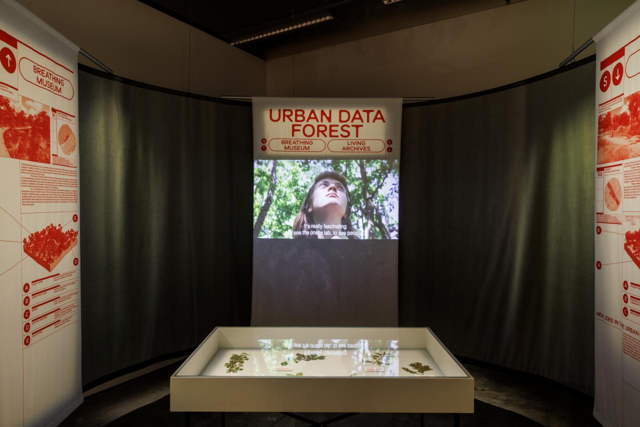 Zu sehen ist das Projekt Urban Data Forest im Rahmen der Ausstellung Repairing the Present :RETOOL.
