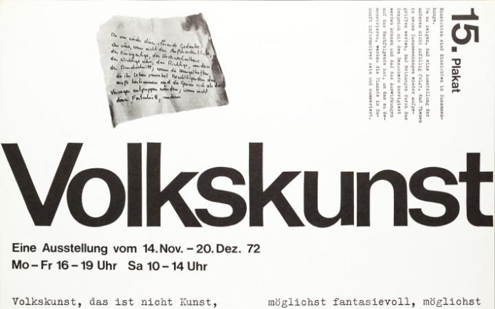 Plakat mit Text: »Volkskunst«