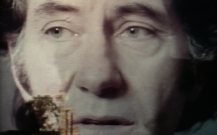 Videostill aus dem Film »Centerbeam« mit dem Gesicht von Otto Piene