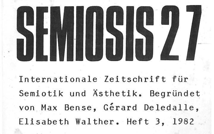Cover der Zeitschrift »Semiosis«: schwarze Schrift auf weißem Grund