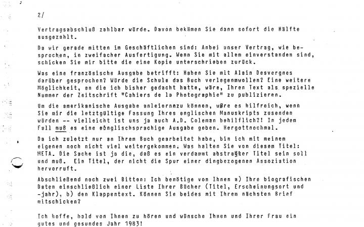 Brief von Andreas Müller Pohle an Vilém Flusser, 09.01.1983