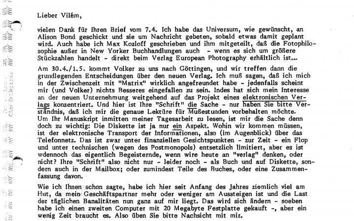 Brief von Andreas Müller Pohle an Vilém Flusser, 17.06.1986